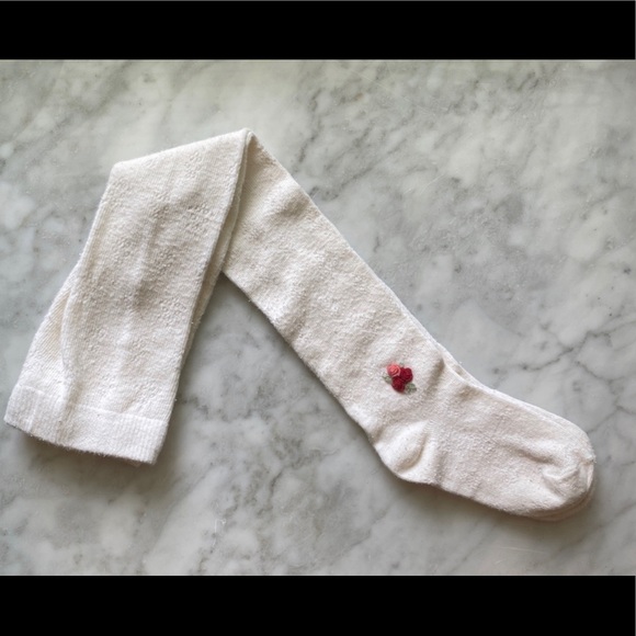 12-18M Gymboree Off-White tights with rosebuds - Picture 1 of 1